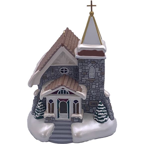 Hallmark Keepsake 2003 Candlelight Services Fieldstone Church #6 Ornament in Box - Picture 3 of 8